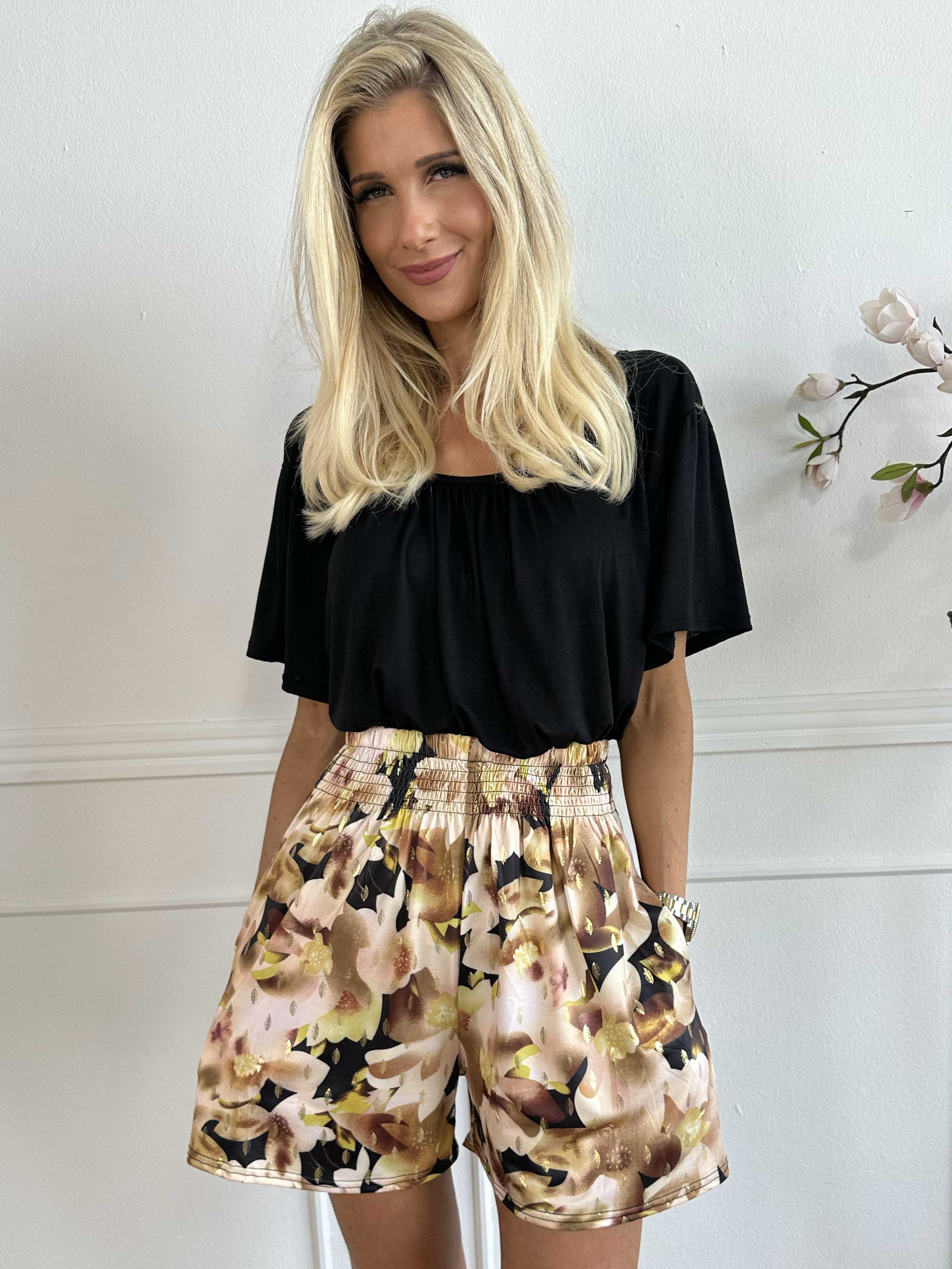 Pams Sweet Flower Shorts - Shorts i elastisk stof med elastikkant